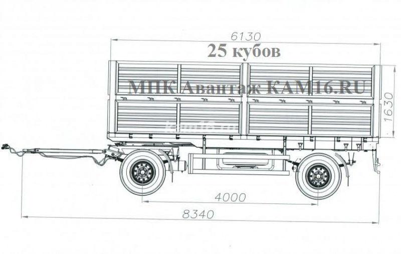 Прицеп зерновоз бортовой двухосный 12 тонный